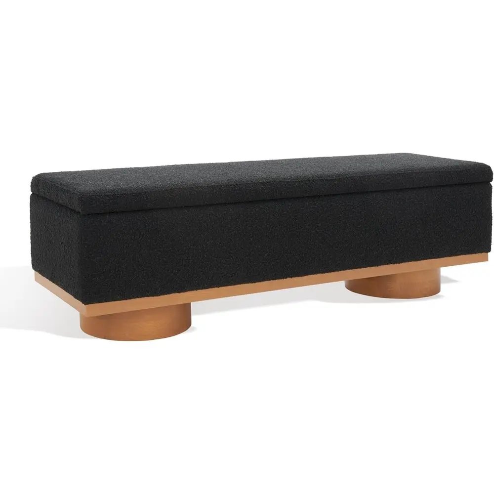 Black Boucle Storage Bench with Natural Wood Legs, Elegant Entryway Seating for Bedroom
Black Boucle Storage Bench with Natural Wood Legs, Elegant Entryway Seating for Bedroom