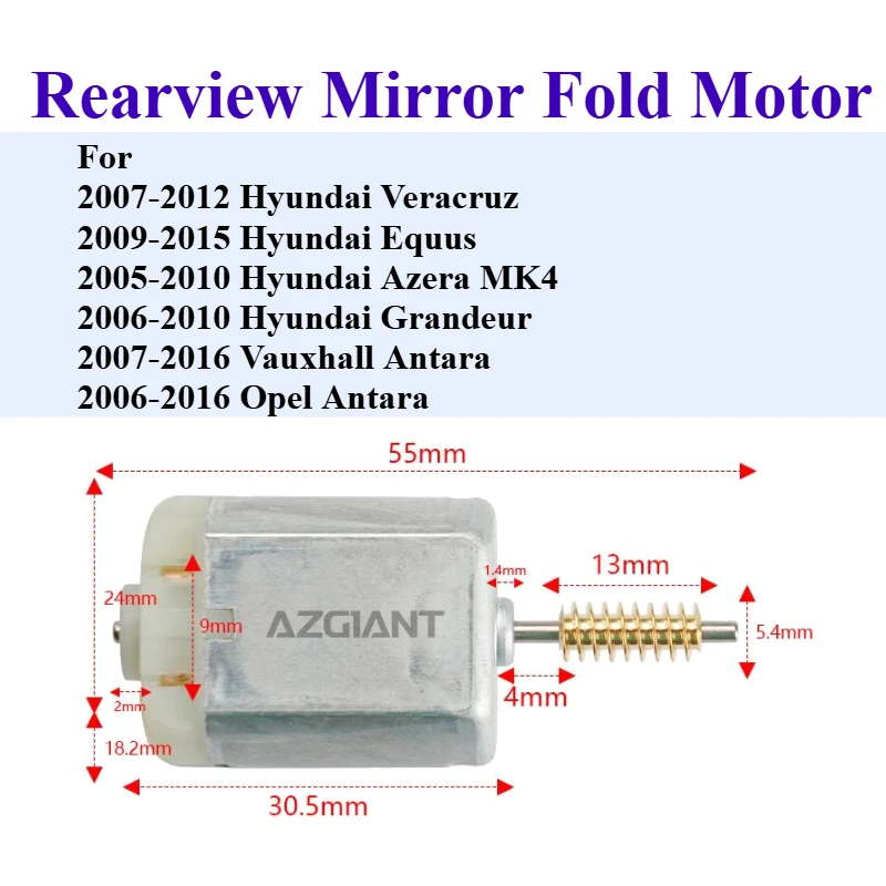 For Hyundai Veracruz Equus Azera Grandeur Opel Vauxhall Antara Car Exterior Side Wing Reversing Rearview Mirror Folding DC Motor
For Hyundai Veracruz Equus Azera Grandeur Opel Vauxhall Antara Car Exterior Side Wing Reversing Rearview Mirror Folding DC Motor