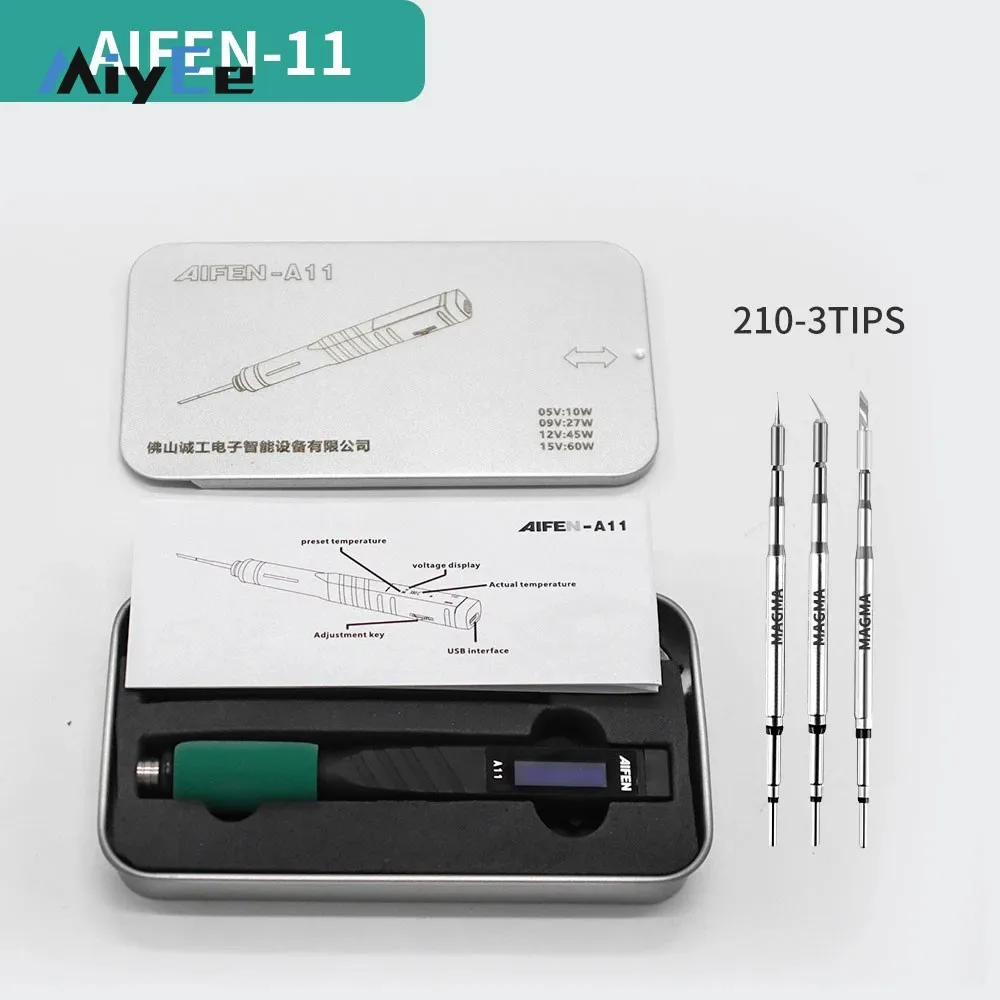 Soldering Iron Kit AIFEN-A11 AIFEN A11 Soldering Handle + 3pcs C210 Soldering Tips Used for Repair
Soldering Iron Kit AIFEN-A11 AIFEN A11 Soldering Handle + 3pcs C210 Soldering Tips Used for Repair