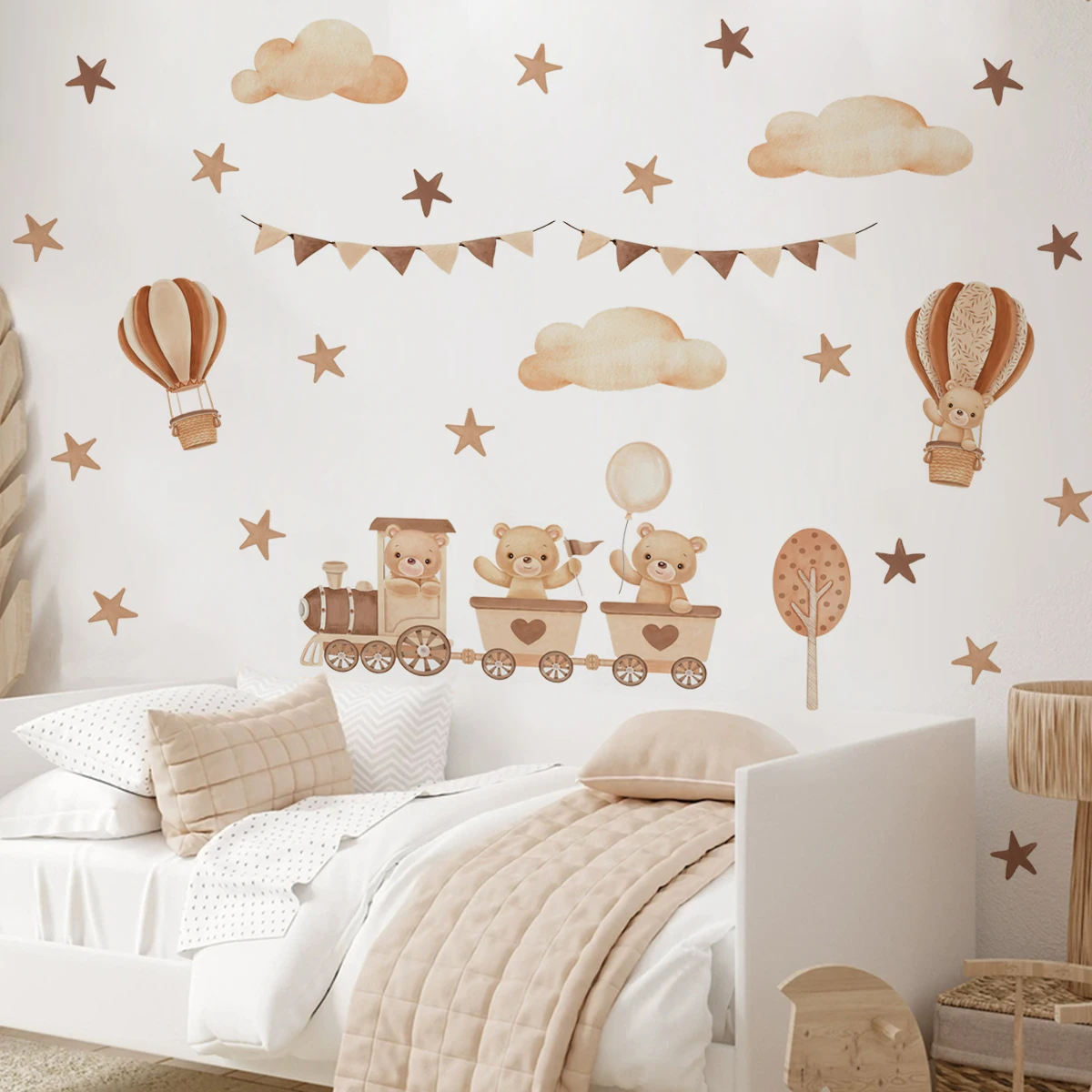 Boho Bear Train Hot Air Balloon Stars Cloud Wall Sticker Nursery Child Room Wall Art Decal Kids Room Vinyl Bedroom Home Decor
Boho Bear Train Hot Air Balloon Stars Cloud Wall Sticker Nursery Child Room Wall Art Decal Kids Room Vinyl Bedroom Home Decor