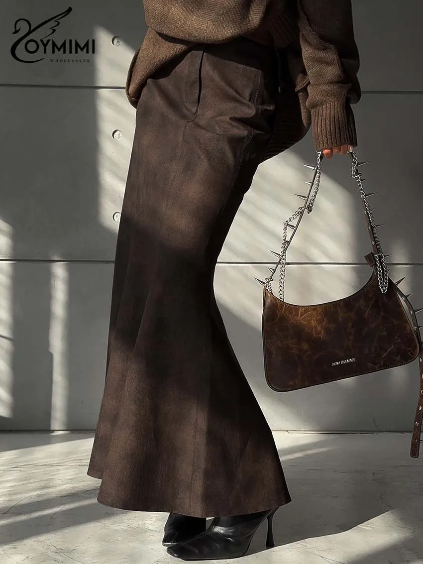 Oymimi Fashion Brown Pu Leather Women's Skirt Elegant High Waisted Button Zipper Skirts Casual Solid Side Slit Mermaid Skirts
Oymimi Fashion Brown Pu Leather Women's Skirt Elegant High Waisted Button Zipper Skirts Casual Solid Side Slit Mermaid Skirts