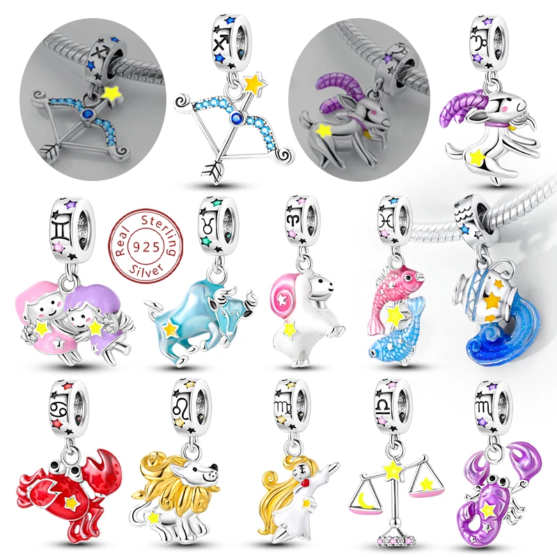 1Set Original 925 Sterling Silver Charm Bead 12 Zodiac Signs Constellation Charm Fit Bracelet Pendant Women Jewelry Accessories
1Set Original 925 Sterling Silver Charm Bead 12 Zodiac Signs Constellation Charm Fit Bracelet Pendant Women Jewelry Accessories