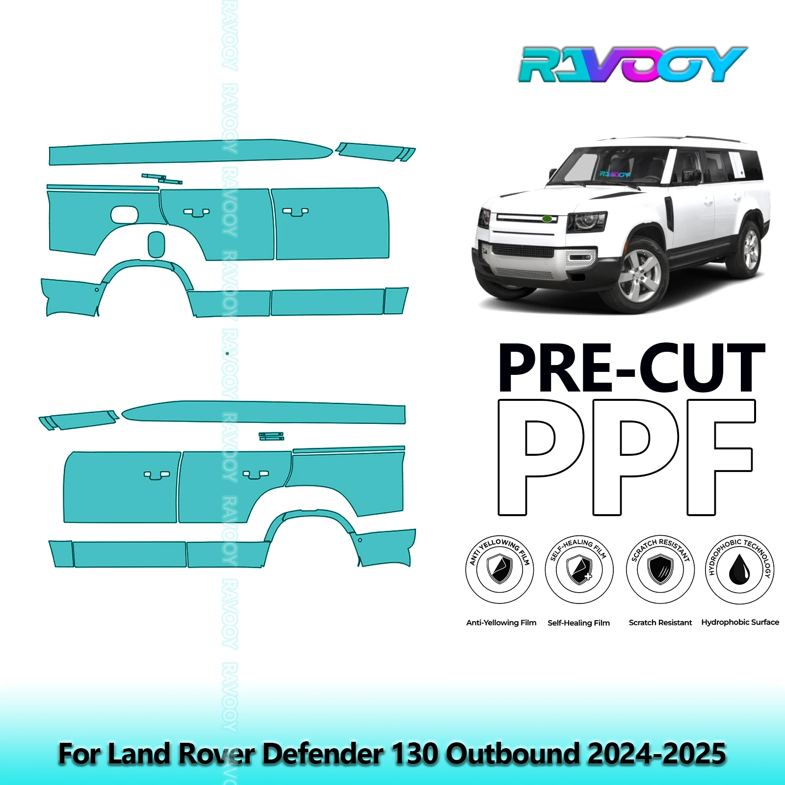 For Land Rover Defender 130 Outbound 2024-2025 8.5mil Pre-Cut PPF Door & A/B Pillar Kit TPU Paint Protection Film Set
For Land Rover Defender 130 Outbound 2024-2025 8.5mil Pre-Cut PPF Door & A/B Pillar Kit TPU Paint Protection Film Set