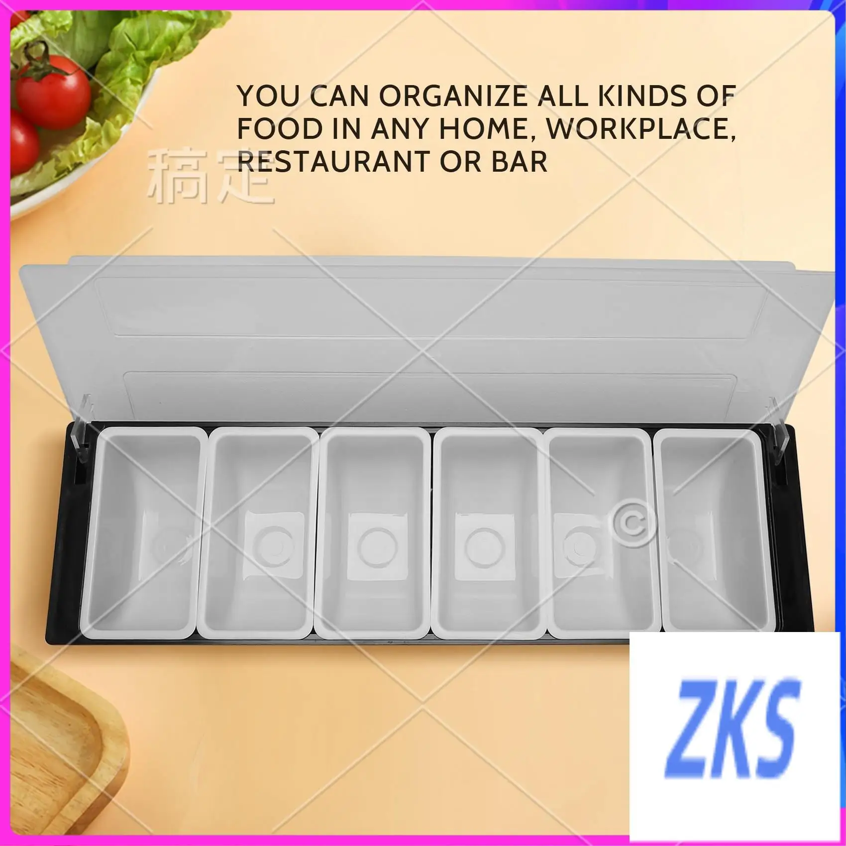ZZ-Ice Cooled Condiment Serving Container Chilled Garnish Tray Bar Caddy For Home Work Or Restaurant Six Grid Seasoning Box
ZZ-Ice Cooled Condiment Serving Container Chilled Garnish Tray Bar Caddy For Home Work Or Restaurant Six Grid Seasoning Box