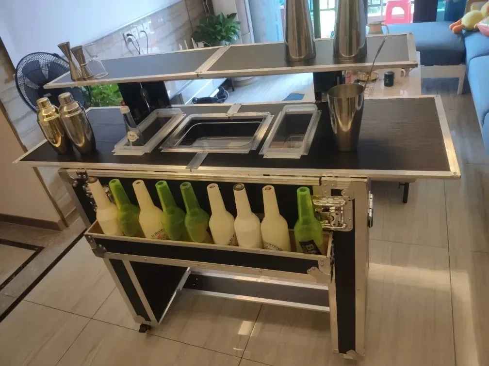 Bar Cabinet Commercial Grade Portable Bar Mobile Bartender Station for Events Trolley Mobile Assembly Bar Flight Case Table
Bar Cabinet Commercial Grade Portable Bar Mobile Bartender Station for Events Trolley Mobile Assembly Bar Flight Case Table
