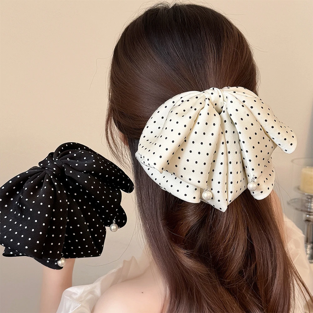 Elegant Hair Clips Women's Simulation Silk Bow Hair Claw Classic Polka Dot Top Clip Hair Accessories
Elegant Hair Clips Women's Simulation Silk Bow Hair Claw Classic Polka Dot Top Clip Hair Accessories