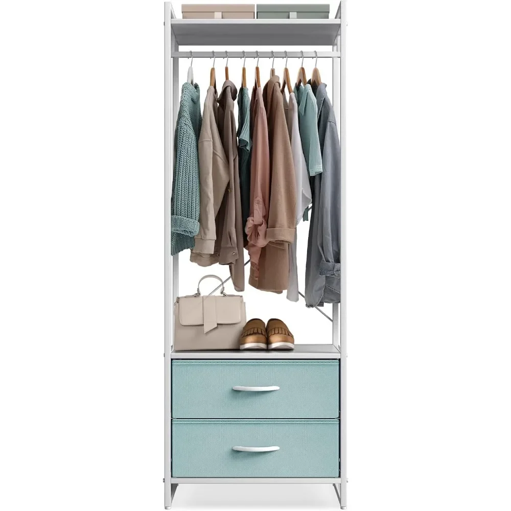 Heavy Duty Wardrobe Closet Premium Cothing Rack with Drawers - with Metal Frame & Wooden Top - 70Inch Tall Garment Rack
Heavy Duty Wardrobe Closet Premium Cothing Rack with Drawers - with Metal Frame & Wooden Top - 70Inch Tall Garment Rack