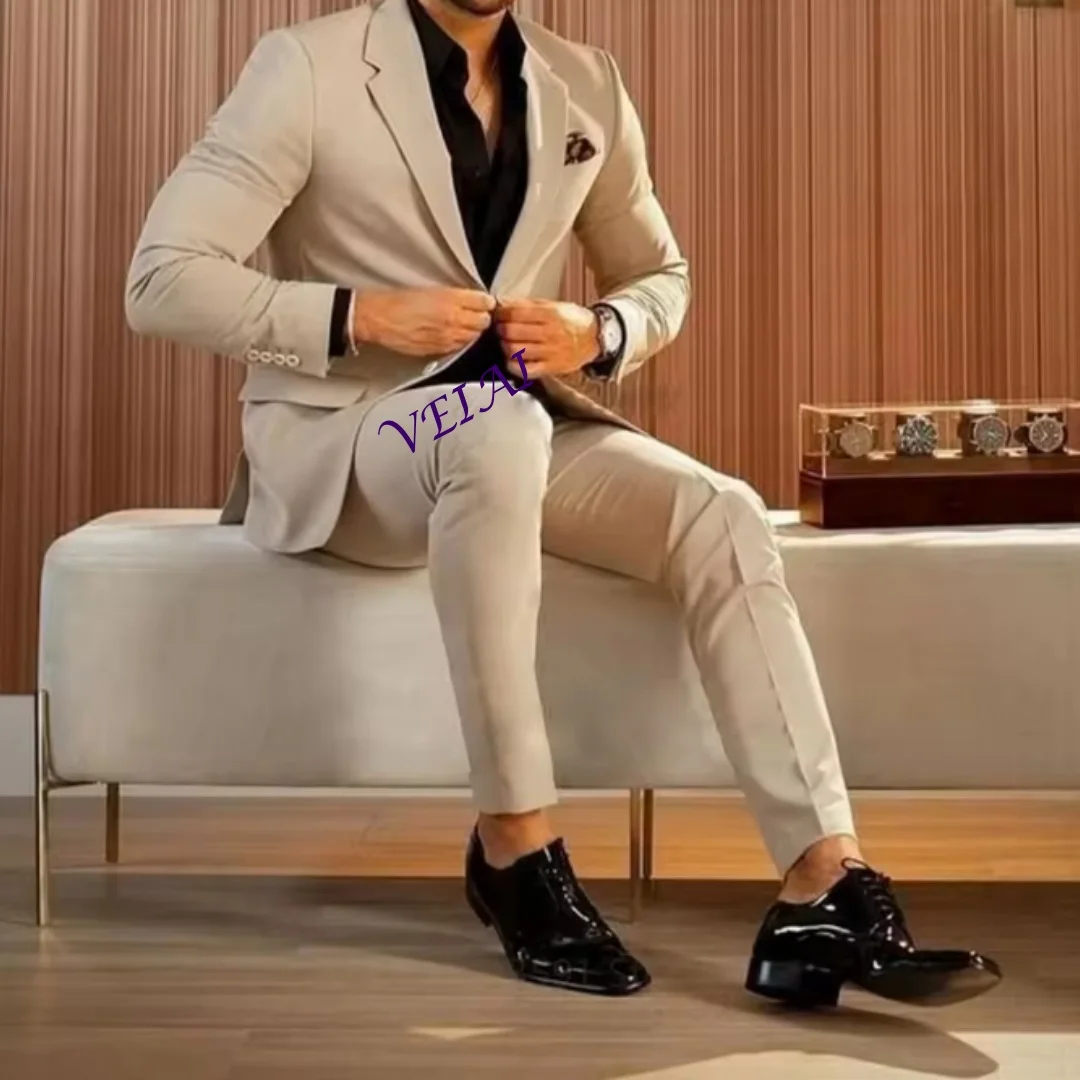 Формальные бежевые мужские костюмы по индивидуальному заказу, комплекты из 2 предметов, куртка и брюки для свадьбы, мужской костюм с зубчатыми лацканами, тонкие пиджаки для выпускного вечера
Формальные бежевые мужские костюмы по индивидуальному заказу, комплекты из 2 предметов, куртка и брюки для свадьбы, мужской костюм с зубчатыми лацканами, тонкие пиджаки для выпускного вечера