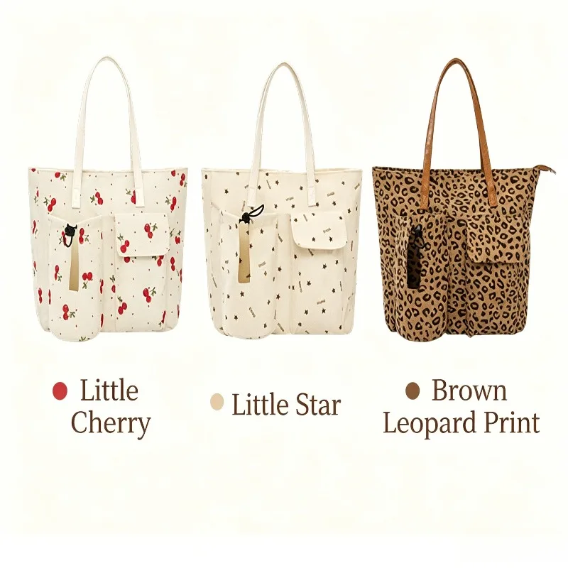 Leopard Print Corduroy Tote Bag Large Capacity Multi-pocket Work Shoulder Bag Women's Casual Handbag
Leopard Print Corduroy Tote Bag Large Capacity Multi-pocket Work Shoulder Bag Women's Casual Handbag