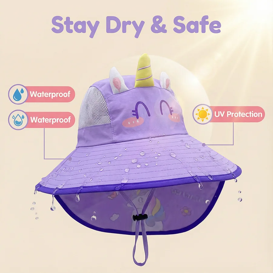Children's Sun Hat thin quick-drying cartoon big eaves girls' beach UV protection neck baby Sun Hat in summer.
Children's Sun Hat thin quick-drying cartoon big eaves girls' beach UV protection neck baby Sun Hat in summer.