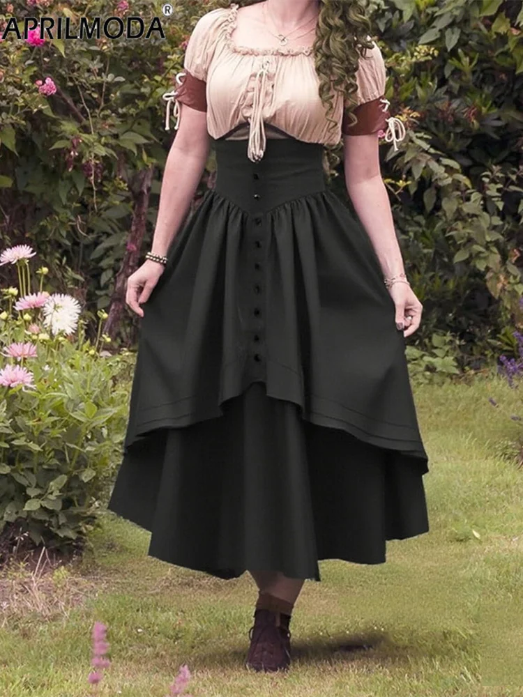 High Waist Vintage Punk Gothic Steampunk Pleated Midi Long Party Skirt Ruffle A Line Victorian Medieval Maxi Skirt for Women
High Waist Vintage Punk Gothic Steampunk Pleated Midi Long Party Skirt Ruffle A Line Victorian Medieval Maxi Skirt for Women