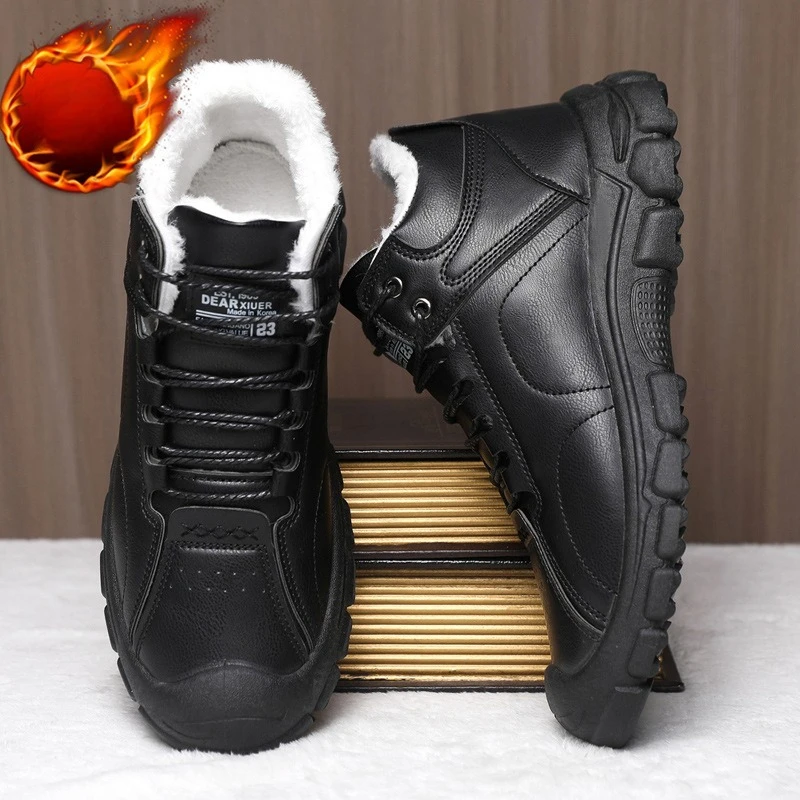 Winter Waterproof Leather Snow Boots for Men Fur Warm Thicken Men's Cotton Shoes Outdoor Non-slip Platform Hiking Work Shoes 47
Winter Waterproof Leather Snow Boots for Men Fur Warm Thicken Men's Cotton Shoes Outdoor Non-slip Platform Hiking Work Shoes 47