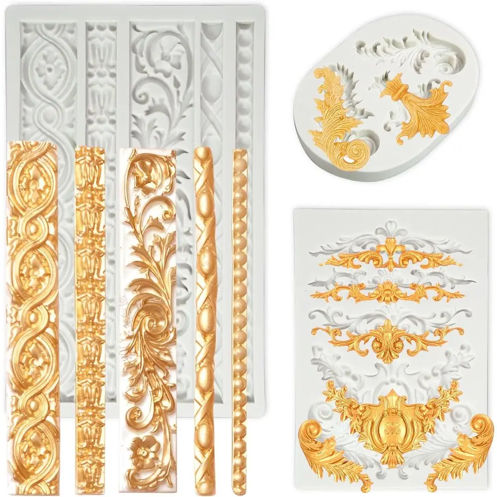 Baroque Style Silicone Molds for Scroll and Onda Patterned Clay Molds - Ideal for Wedding and Birthday Cake Decorations
Baroque Style Silicone Molds for Scroll and Onda Patterned Clay Molds - Ideal for Wedding and Birthday Cake Decorations