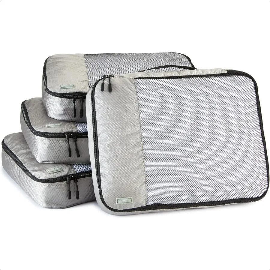 4 Piece Packing Cubes Travel Organizer Set with Double Zipper Mesh Top Large Gray
4 Piece Packing Cubes Travel Organizer Set with Double Zipper Mesh Top Large Gray