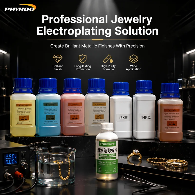 PHYHOO Professional Jewelry Electroplating Solution Kit Gold Silver Rose Plating Formula Fluid System For Workshop DIY Crafts
PHYHOO Professional Jewelry Electroplating Solution Kit Gold Silver Rose Plating Formula Fluid System For Workshop DIY Crafts
