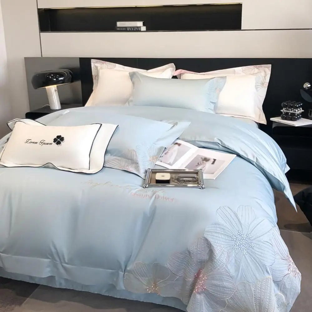 Queen Size 4 Piece Sheet Set, Sot Skin riendly Cotton abric Embroidery loral Quilt Cover Pillowcase - Simple ashionable Light Lu
Queen Size 4 Piece Sheet Set, Sot Skin riendly Cotton abric Embroidery loral Quilt Cover Pillowcase - Simple ashionable Light Lu