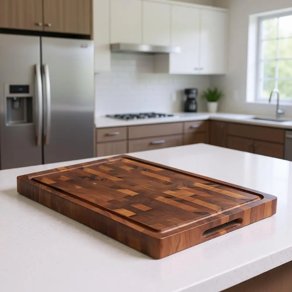 Большая двусторонняя разделочная доска из орехового дерева с ручкой, 17x13x1 - идеально подходит для подготовки продуктов и сервировки на кухне
Большая двусторонняя разделочная доска из орехового дерева с ручкой, 17x13x1 - идеально подходит для подготовки продуктов и сервировки на кухне