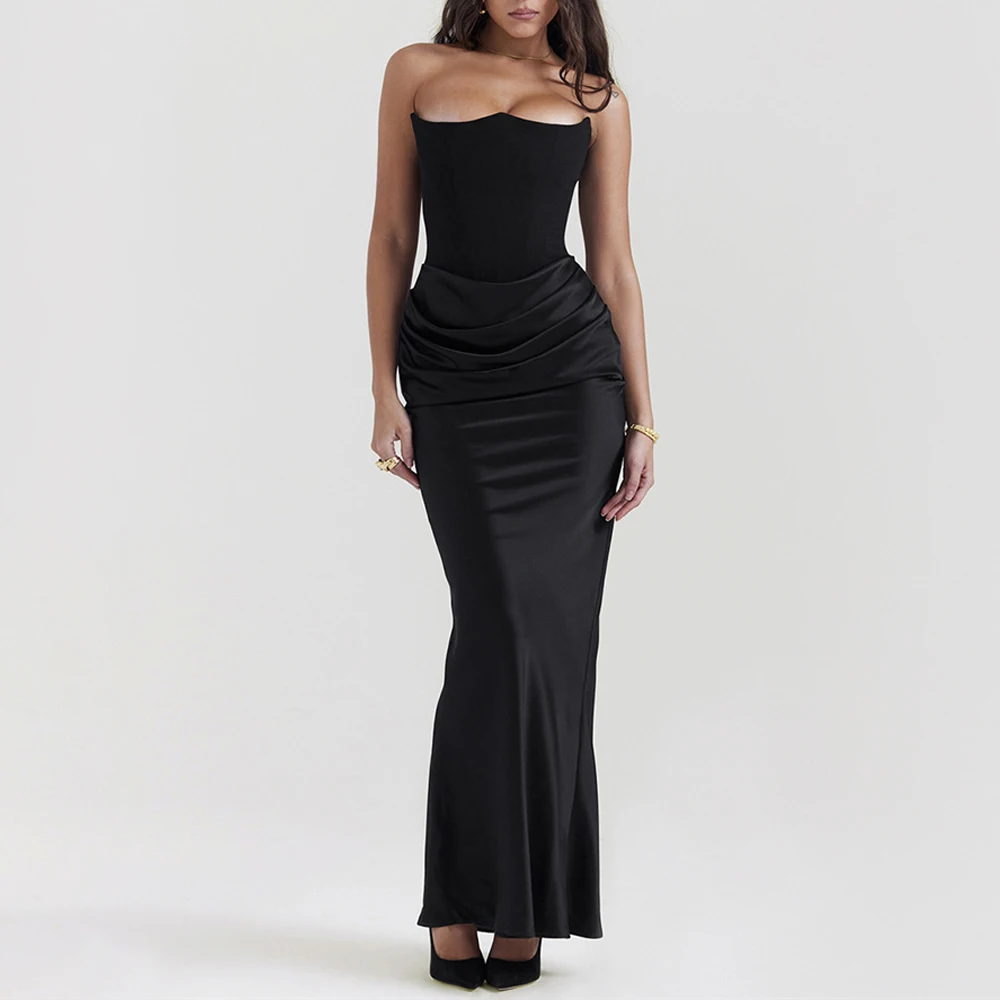 Formal Black Satin Maxi Strapless Dress Formal Occasion Dresses Elegant Bodycon Corset Party Dresses Sexy LB015
Formal Black Satin Maxi Strapless Dress Formal Occasion Dresses Elegant Bodycon Corset Party Dresses Sexy LB015