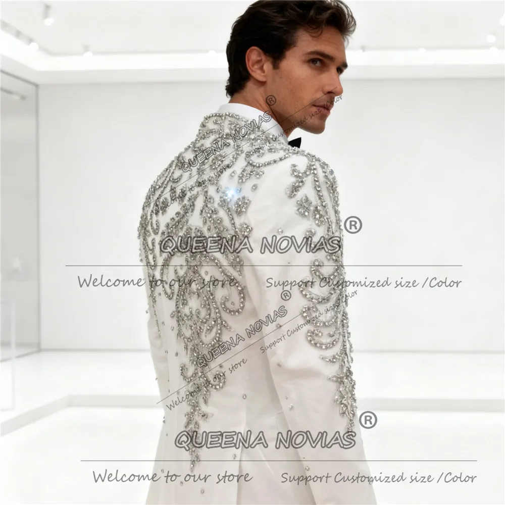 Luxury Beaded Crystals Suit Men 2 Pieces Sets Single Breasted Prom Blazers Customized Wedding Tuxedos Outfits trajes para hombre
Luxury Beaded Crystals Suit Men 2 Pieces Sets Single Breasted Prom Blazers Customized Wedding Tuxedos Outfits trajes para hombre
