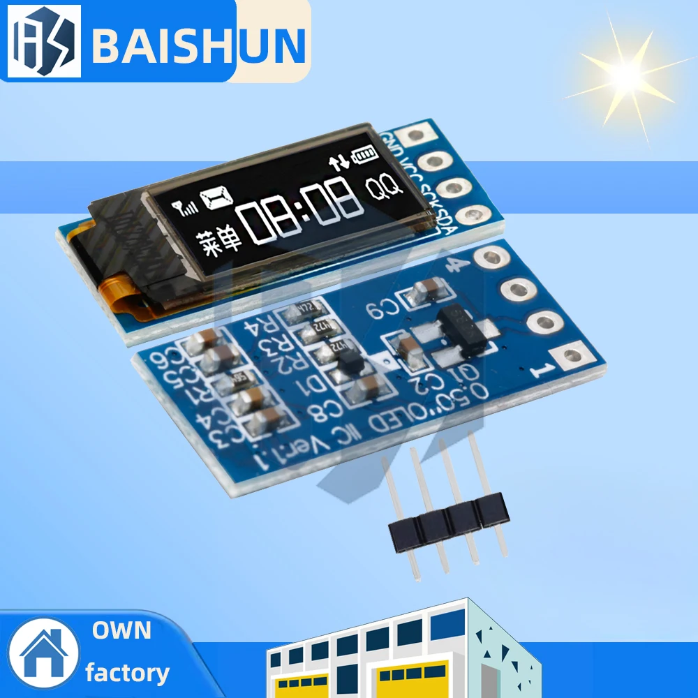 0.5 inch CH1115 Monochrome White OLED Display Module, 48x88 Pixel, I2C Interface, Portrait Orientation for arduino
0.5 inch CH1115 Monochrome White OLED Display Module, 48x88 Pixel, I2C Interface, Portrait Orientation for arduino
