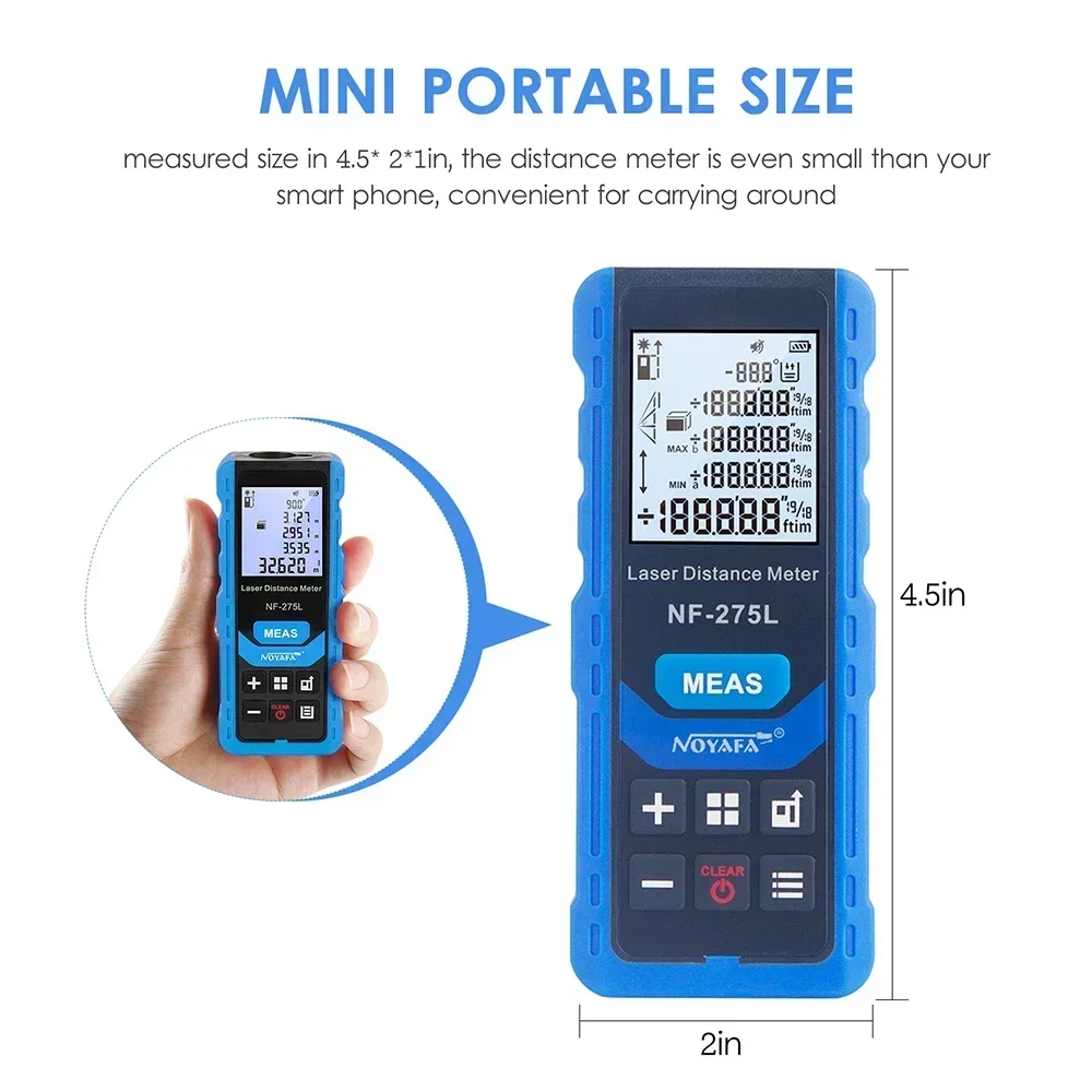 laser distance meter Noyafa 60M 100M rangefinder trena laser tape range finder build measure device ruler test tool NF-275L
laser distance meter Noyafa 60M 100M rangefinder trena laser tape range finder build measure device ruler test tool NF-275L