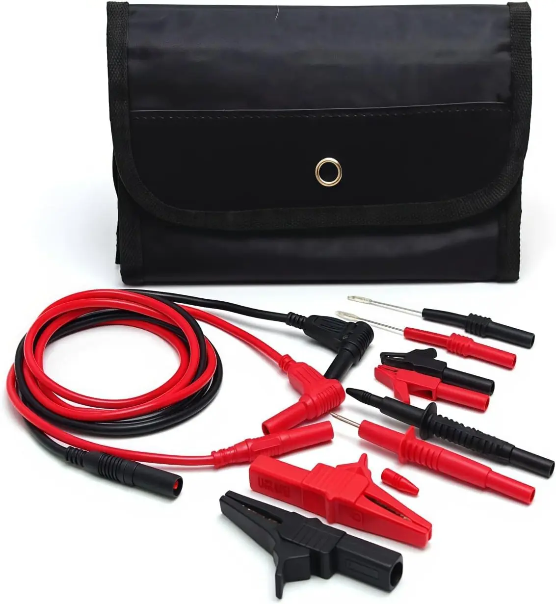 6-in-1 Automotive Test Lead Kit: Silicone Back Probe Pins, Shielded Alligator Clips, Large Crocodile Clips for Multimeter
6-in-1 Automotive Test Lead Kit: Silicone Back Probe Pins, Shielded Alligator Clips, Large Crocodile Clips for Multimeter