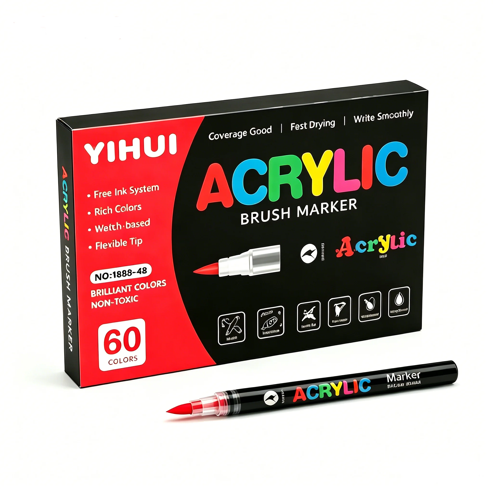 12/24/36/48/60 Colors Acrylic Paint Pens Markers Brush Tip Paint Markers For Rock Painting Wood Stone Glass Gift DIY Crafts
12/24/36/48/60 Colors Acrylic Paint Pens Markers Brush Tip Paint Markers For Rock Painting Wood Stone Glass Gift DIY Crafts
