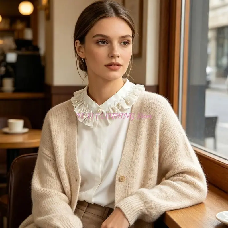 N5KF Delicate Pearls Embellished False Collar Beautiful White Lace Detachable Collar
N5KF Delicate Pearls Embellished False Collar Beautiful White Lace Detachable Collar