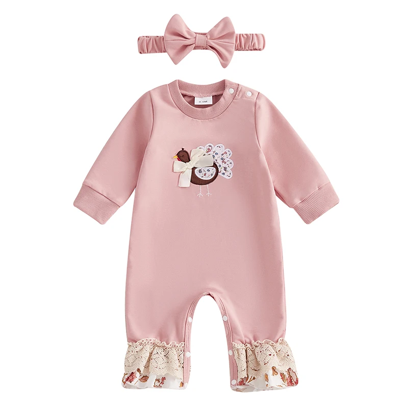 Baby Girls 2Pcs Thanksgiving Outfits Long Sleeve Turkey Embroidery Romper with Headband Set Newborn Clothes
Baby Girls 2Pcs Thanksgiving Outfits Long Sleeve Turkey Embroidery Romper with Headband Set Newborn Clothes