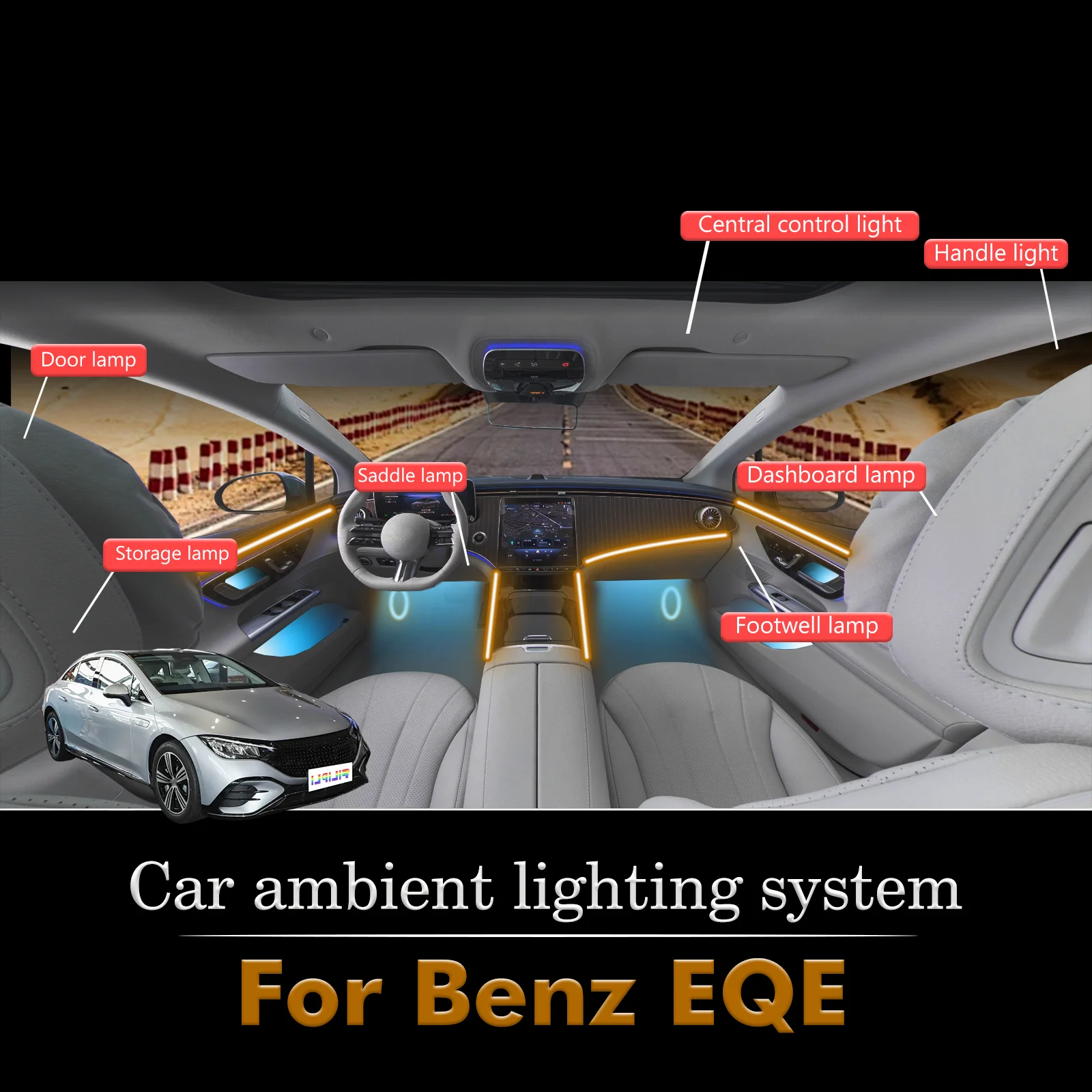 For BenZ EQE Smart Remote Control Car Interior Ambient Light RGB 64 Colors LED Energy Saving Efficient Lamp Kit
For BenZ EQE Smart Remote Control Car Interior Ambient Light RGB 64 Colors LED Energy Saving Efficient Lamp Kit