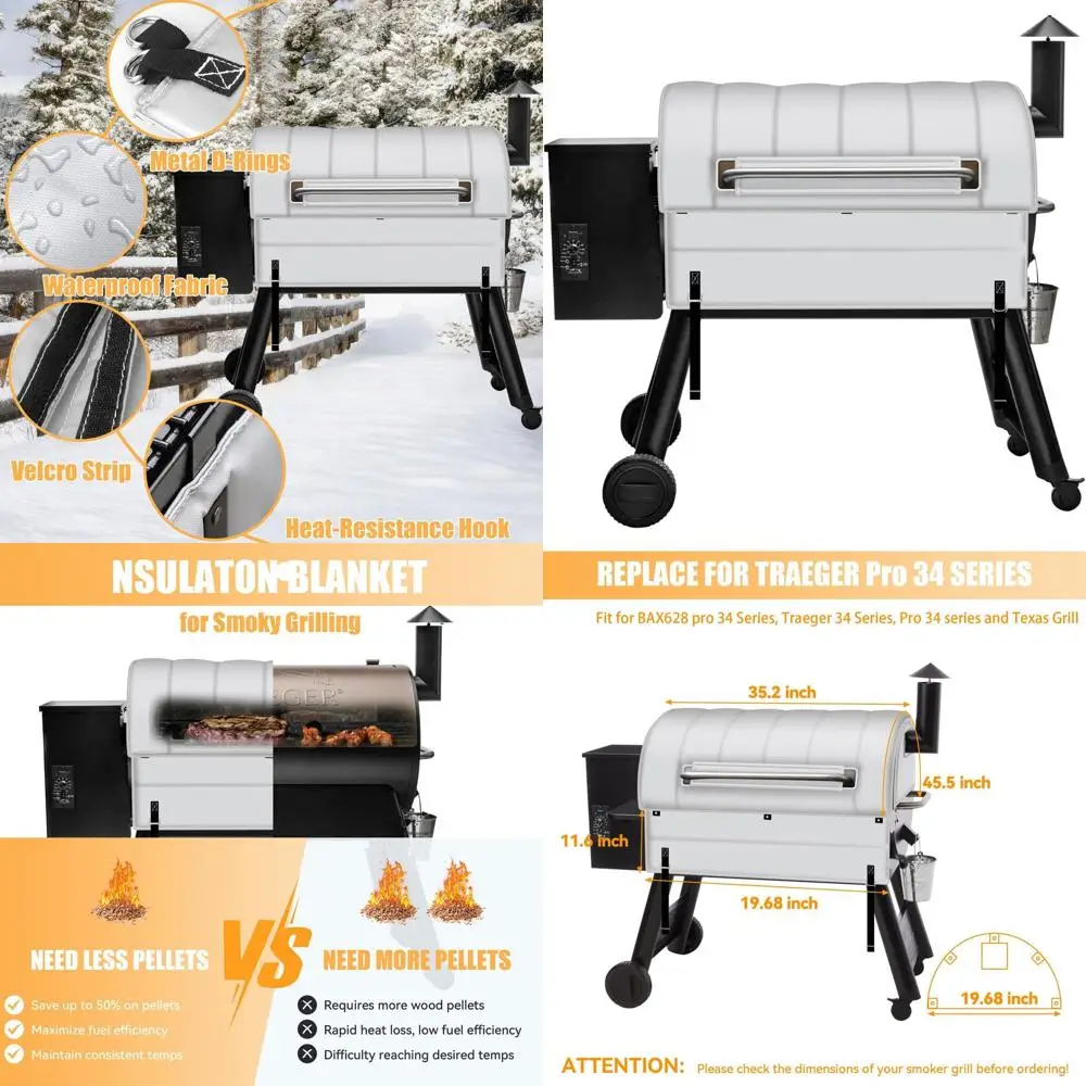 Thermal Insulation Cover for Traeger Pro 34, 34 Series & Texas Grills - Compatible with BAC 628, BAC10206
Thermal Insulation Cover for Traeger Pro 34, 34 Series & Texas Grills - Compatible with BAC 628, BAC10206