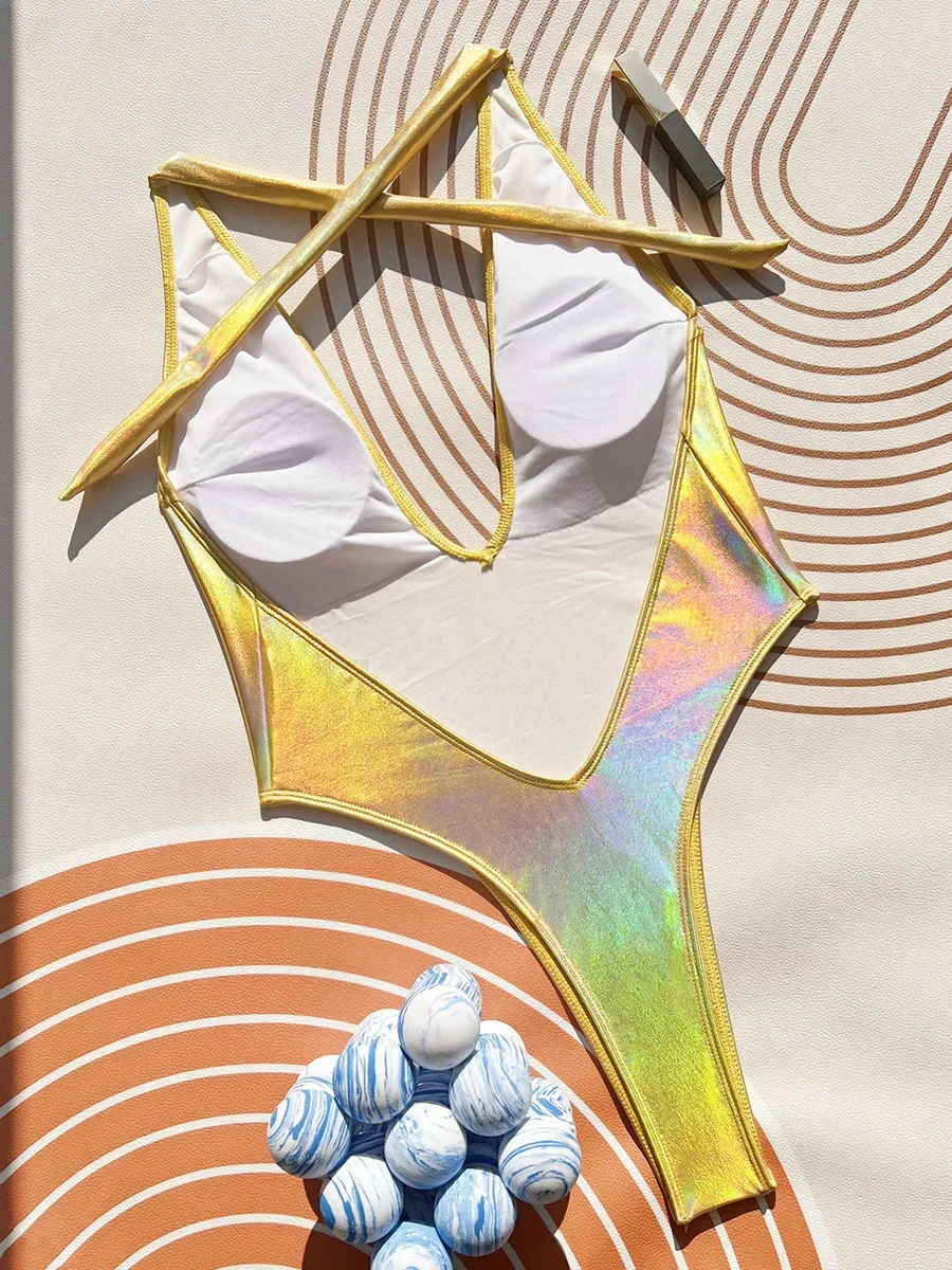 Golden Metallic V Neck Halter High Cut Women Swimwear One Piece Swimsuit Female Backless Thong Monokini Bather Bathing Suit Swim
Golden Metallic V Neck Halter High Cut Women Swimwear One Piece Swimsuit Female Backless Thong Monokini Bather Bathing Suit Swim