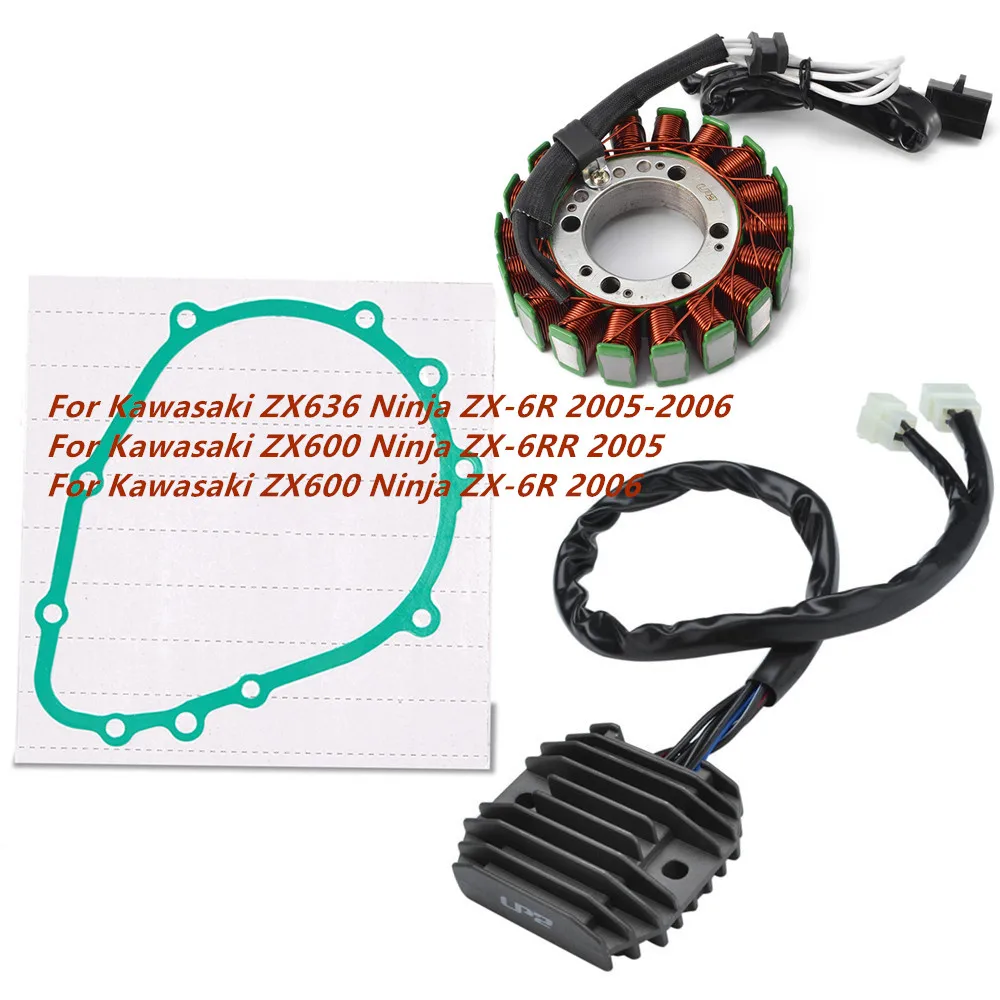 For Kawasaki ZX636 Ninja ZX-6R 2005-2006 Stator Coil & Regulator Rectifier & Gasket ZX600 Ninja ZX-6RR 2005
For Kawasaki ZX636 Ninja ZX-6R 2005-2006 Stator Coil & Regulator Rectifier & Gasket ZX600 Ninja ZX-6RR 2005