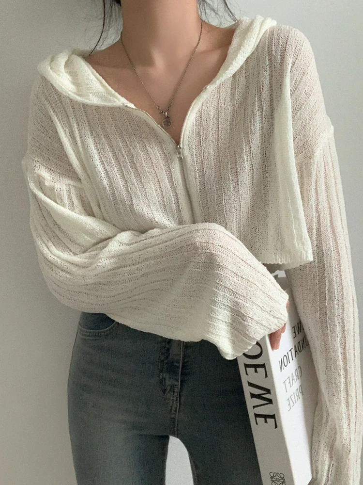 Шикарный весенне-летний кардиган на молнии с капюшоном или ледяной шелк с защитой от солнца Long Sve, тонкий вязаный кардиган, верхняя одежда, женский топ 
Шикарный весенне-летний кардиган на молнии с капюшоном или ледяной шелк с защитой от солнца Long Sve, тонкий вязаный кардиган, верхняя одежда, женский топ