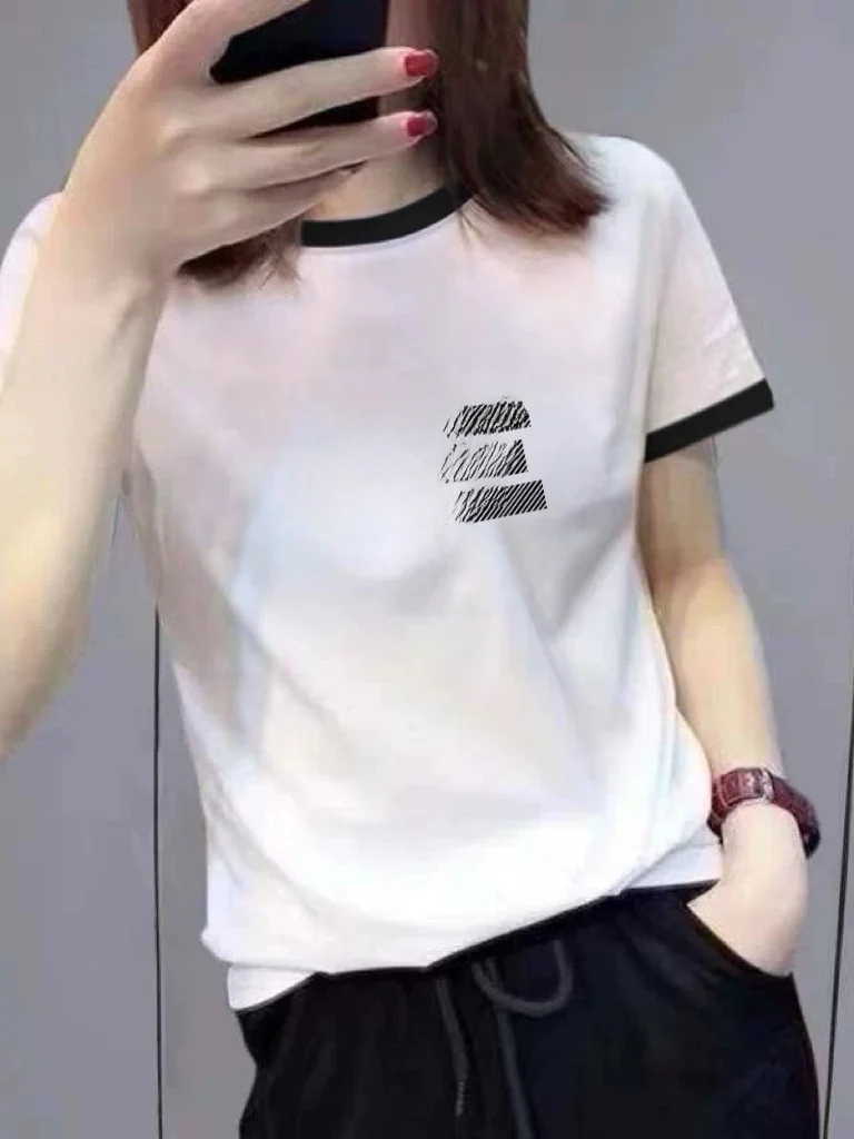 Elegant Mommy Style Short Sleeve T-Shirt Women's round Neck Letter Print Loose Slimming Commute Fashion Top Color Block Design
Elegant Mommy Style Short Sleeve T-Shirt Women's round Neck Letter Print Loose Slimming Commute Fashion Top Color Block Design