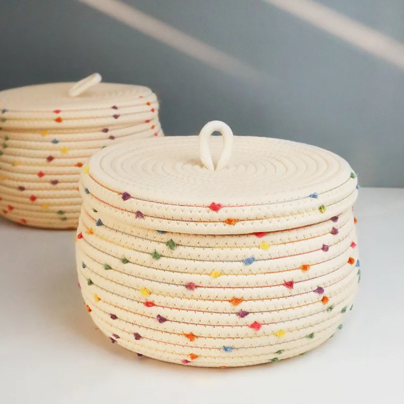 Nordic Cotton Thread Storage Basket Desktop with Lid Snack Toy Storage Basket Sundries Braided Storage Box Organizing Home Decor
Nordic Cotton Thread Storage Basket Desktop with Lid Snack Toy Storage Basket Sundries Braided Storage Box Organizing Home Decor