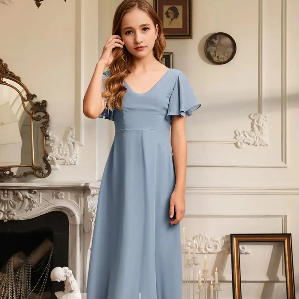 JK Kids A-Line V-Neck Floor-Length Chiffon Junior Bridesmaid Dress Flutter Sleeve Flower Girl Dress Girls Party Wedding Formal
JK Kids A-Line V-Neck Floor-Length Chiffon Junior Bridesmaid Dress Flutter Sleeve Flower Girl Dress Girls Party Wedding Formal