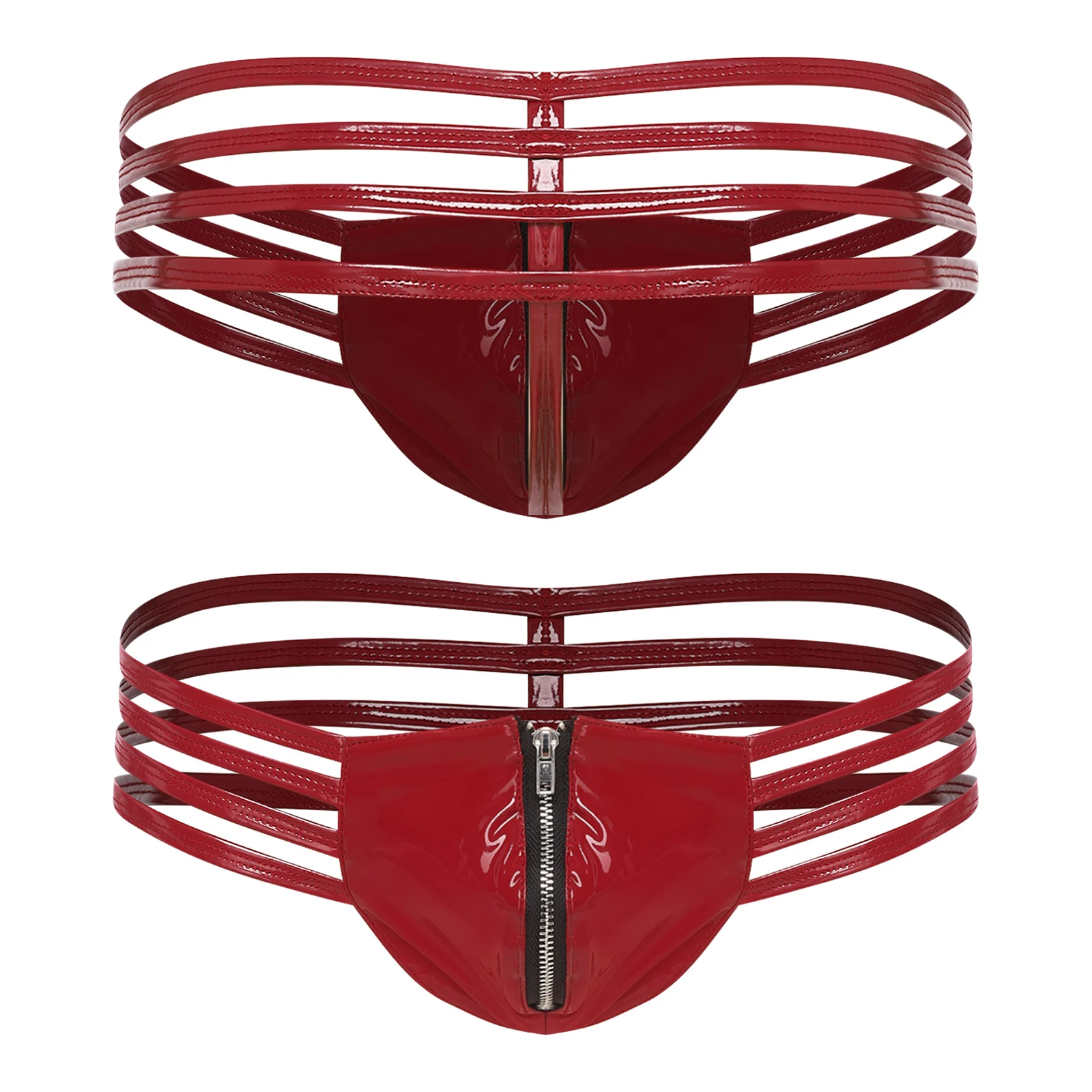 Mens Wetlook Thongs Underwear Low Rise Bulge Pouch with Zipper Strappy Waist T-back Bikini Briefs for Nightclub Rave Party Wear
Mens Wetlook Thongs Underwear Low Rise Bulge Pouch with Zipper Strappy Waist T-back Bikini Briefs for Nightclub Rave Party Wear