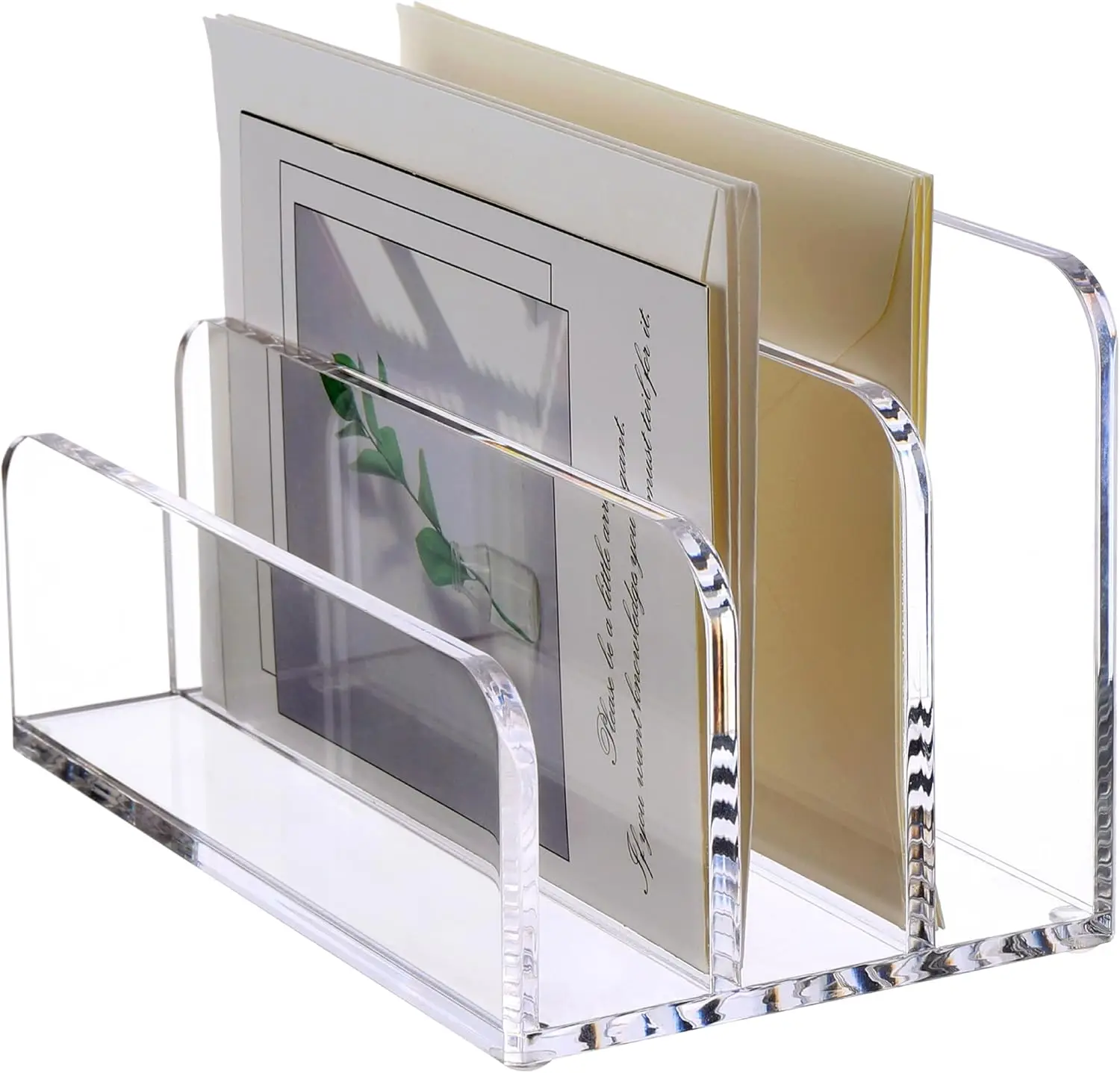 3-Slot Vertical Mail Organizer, Acrylic Desk File Sorter, Clear Letter Holder for Office Supplies, Space-Saving
3-Slot Vertical Mail Organizer, Acrylic Desk File Sorter, Clear Letter Holder for Office Supplies, Space-Saving