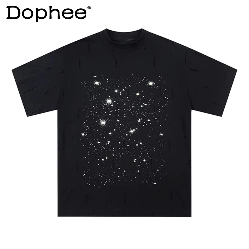 Men's Summer New Trendy Starry Sky Print Tees High Collar Irregular Hole Tops Fashion Versatile Loose Short Sleeve Chic T-shirts
Men's Summer New Trendy Starry Sky Print Tees High Collar Irregular Hole Tops Fashion Versatile Loose Short Sleeve Chic T-shirts