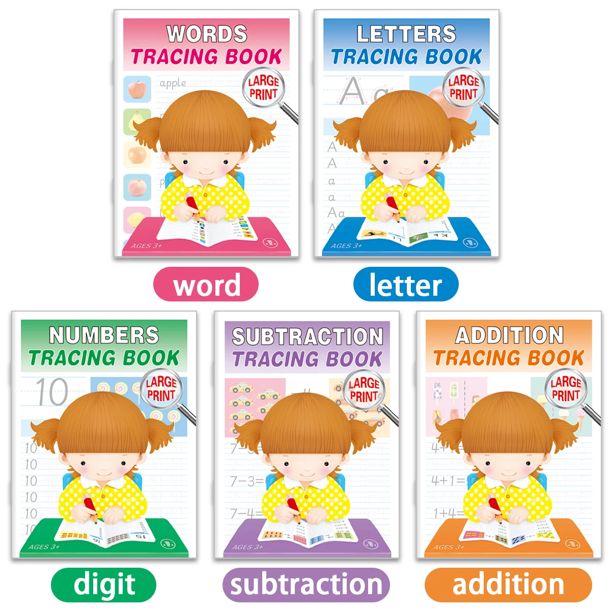1 set of 5 English math alphabet word exercise books, useful for daily basic knowledge consolidation,Basic Education Teaching
1 set of 5 English math alphabet word exercise books, useful for daily basic knowledge consolidation,Basic Education Teaching