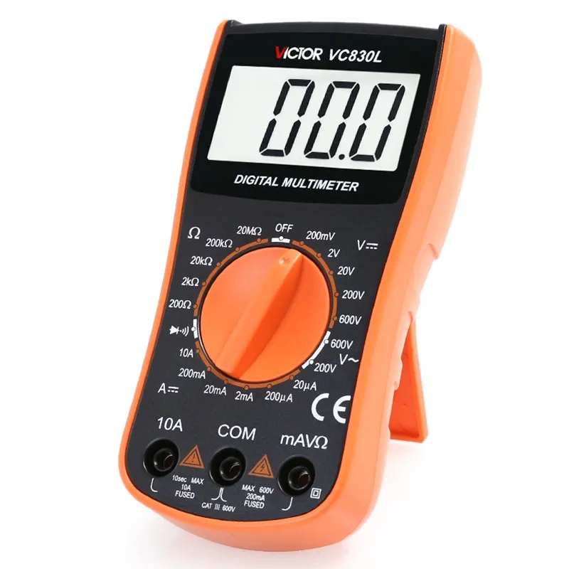 VC830L Gray Orange Volt Amp Ohm Testing 3 1/2 LCD Digital Multimeter DC200mV-600V AC200V/600V DC200uA-10A 200ohm-20mohm Diode
VC830L Gray Orange Volt Amp Ohm Testing 3 1/2 LCD Digital Multimeter DC200mV-600V AC200V/600V DC200uA-10A 200ohm-20mohm Diode