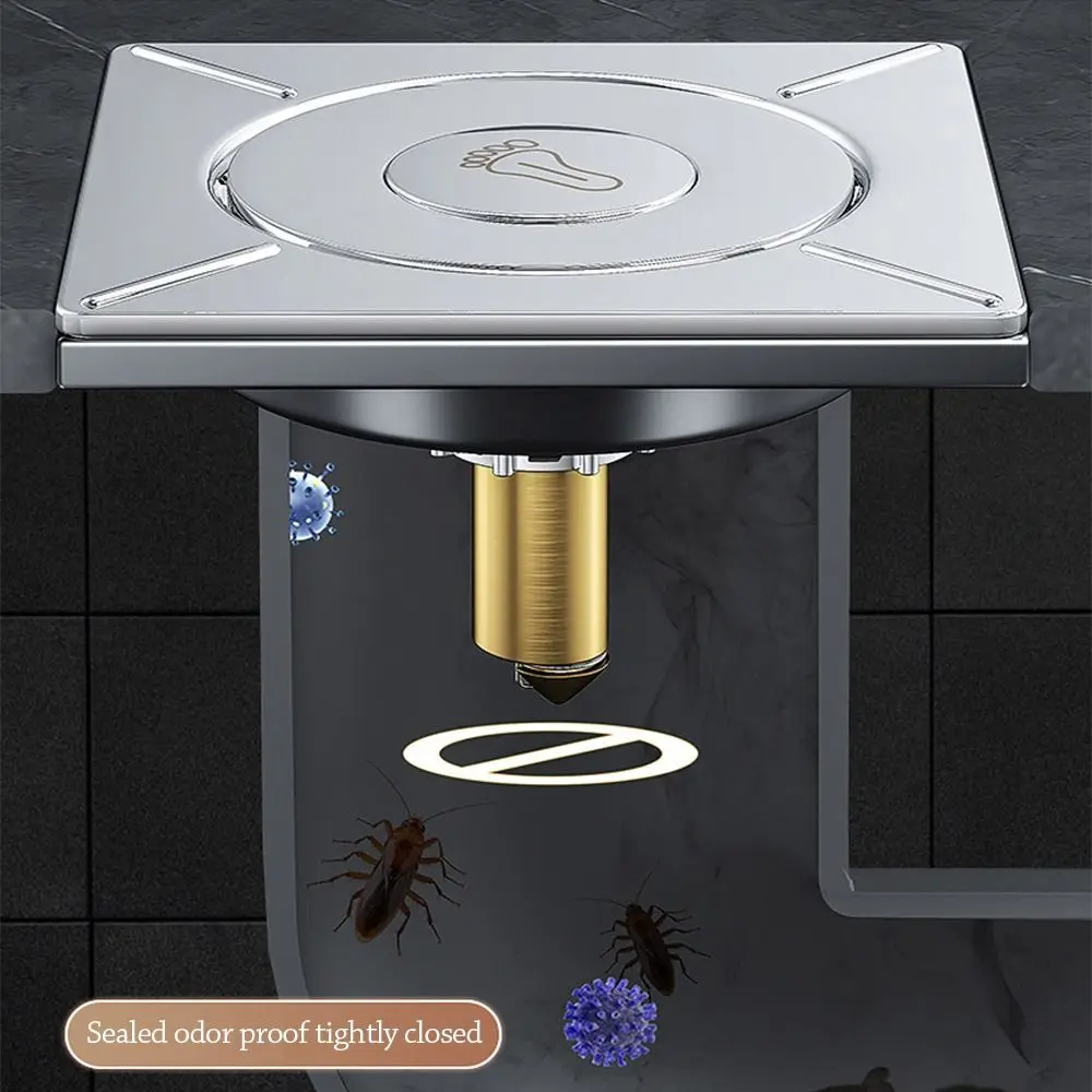 Durable Stainless Steel Press-Type Floor Drain Pedal Type Pop Up Bounce Shower Foot Floor Drain Square Anti-odor Drain Filter
Durable Stainless Steel Press-Type Floor Drain Pedal Type Pop Up Bounce Shower Foot Floor Drain Square Anti-odor Drain Filter