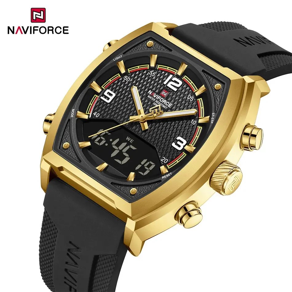 NAVIFORCE Men Sport Watches Dual Time Analog Digital Watch Quartz 30m Waterproof Watch Military Clock Sport 2025 Men Wristwatch
NAVIFORCE Men Sport Watches Dual Time Analog Digital Watch Quartz 30m Waterproof Watch Military Clock Sport 2025 Men Wristwatch