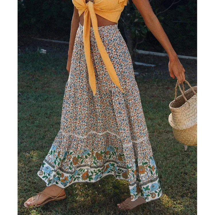 Vintage Chic Fashion Women Red Floral Print Beach Bohemian Pleated Skirt Rayon Cotton High-waisted Boho Maxi Skirts Femme 2024
Vintage Chic Fashion Women Red Floral Print Beach Bohemian Pleated Skirt Rayon Cotton High-waisted Boho Maxi Skirts Femme 2024