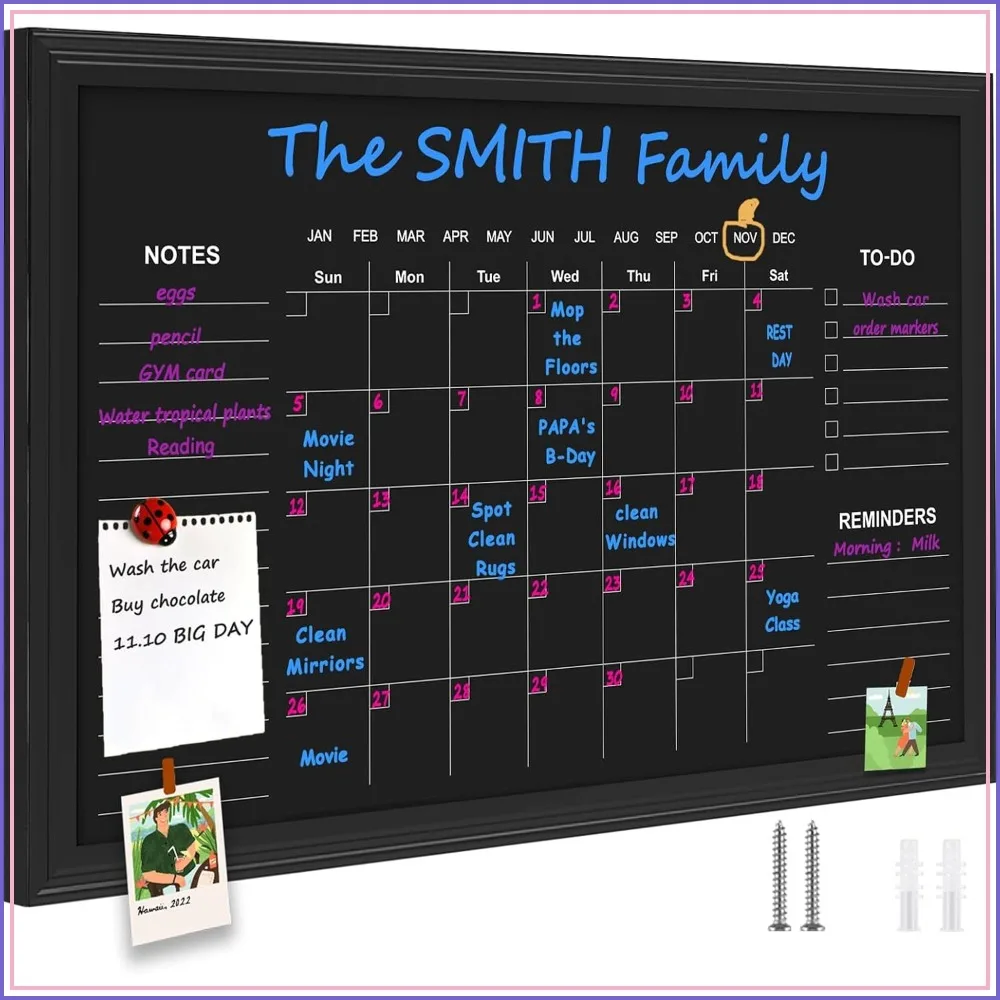 24" x 36" Magnetic Chalkboard Calendar, Monthly & Weekly Planner for Home Office
24" x 36" Magnetic Chalkboard Calendar, Monthly & Weekly Planner for Home Office