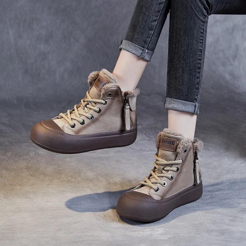GKTINOO 2024 Women Winter Warm Snow Boots Genuine Leather Fur Shoes Ladies Chunky Platform Double Zipper Retro Flat Short Boots
GKTINOO 2024 Women Winter Warm Snow Boots Genuine Leather Fur Shoes Ladies Chunky Platform Double Zipper Retro Flat Short Boots