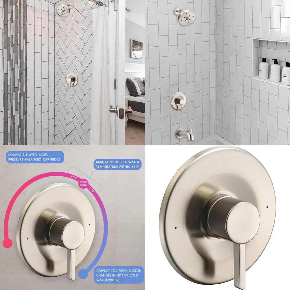 Brushed Nickel Shower and Tub Trim Kit, Universal Fit for Posi-Temp Systems
Brushed Nickel Shower and Tub Trim Kit, Universal Fit for Posi-Temp Systems