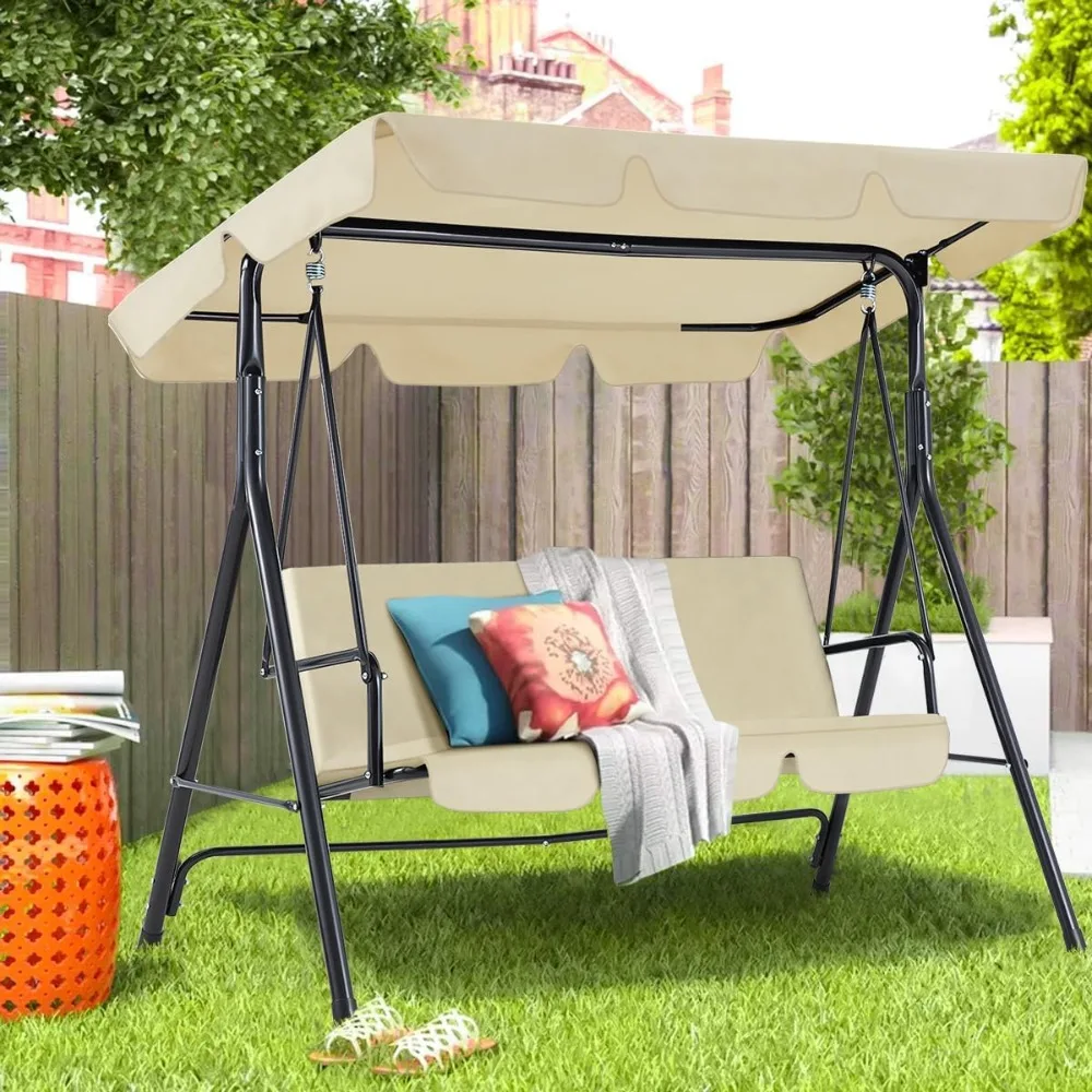 Outdoor Patio Swing Chair for Adults, 3-Seat Porch Swings with Adjustable Canopy, Outside Swing Bench with Removable Cushion
Outdoor Patio Swing Chair for Adults, 3-Seat Porch Swings with Adjustable Canopy, Outside Swing Bench with Removable Cushion