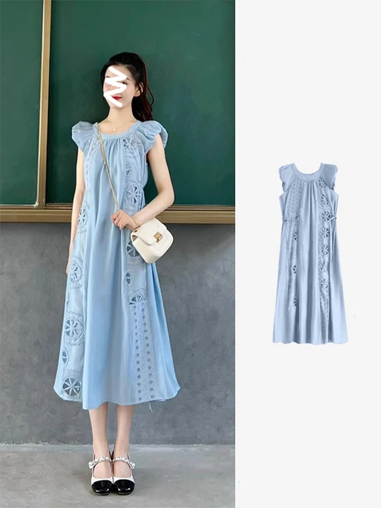 Summer 2025 Embroidered Lace Hollow out Slimming Dopane Blue Dr High Waist A-Line ort Sve Long Dr
Summer 2025 Embroidered Lace Hollow out Slimming Dopane Blue Dr High Waist A-Line ort Sve Long Dr